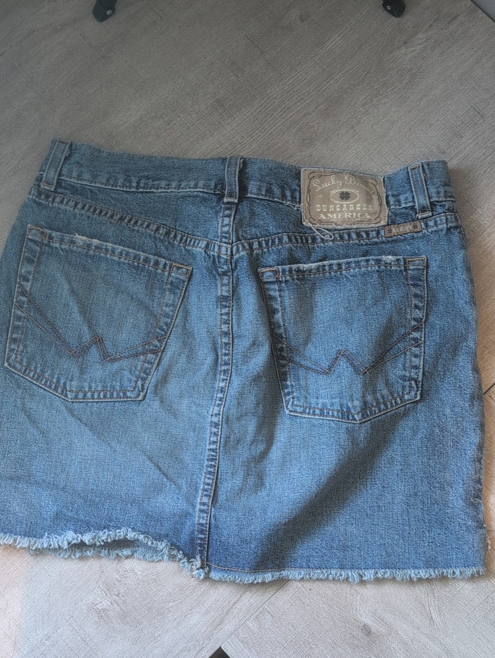 Lucky Brand Medium Blue Denim Mini Skirt with Back Pockets